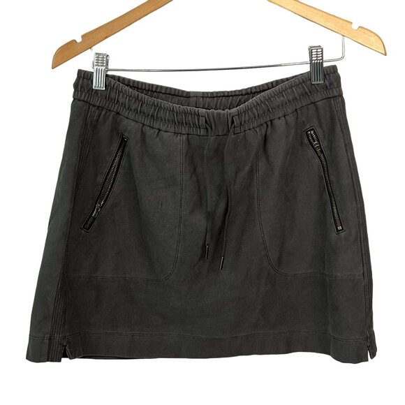 Athleta Skirt Size 4 Gray Elastic Waist Mini Skirt Zipper Pockets Cotton Spandex - Picture 1 of 7